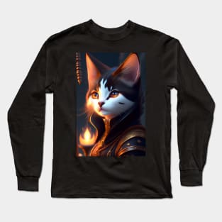 Witch Cat - Modern Digital Art Long Sleeve T-Shirt